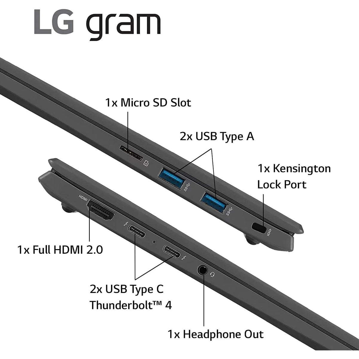 Open Box LG gram (2022) 14Z90Q Ultra Lightweight Laptop, 14" 1920 x 1200 IPS Display, Intel Evo 12th Gen i7-1260P, 16GB LPDDR5 RAM, 512GB SSD, FHD Webcam, Wi-Fi 6E, Thunderbolt 4, Windows11, Black