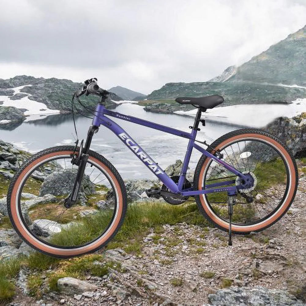 Mountain Bike 26 Inch Wheel, 21-Speed U-Brakes Twist Shifter, Carbon Steel Frame Youth Teenagers Mens Womens Trail Commuter City Snow Beach Mountain Bicycles(Blue-Purple)