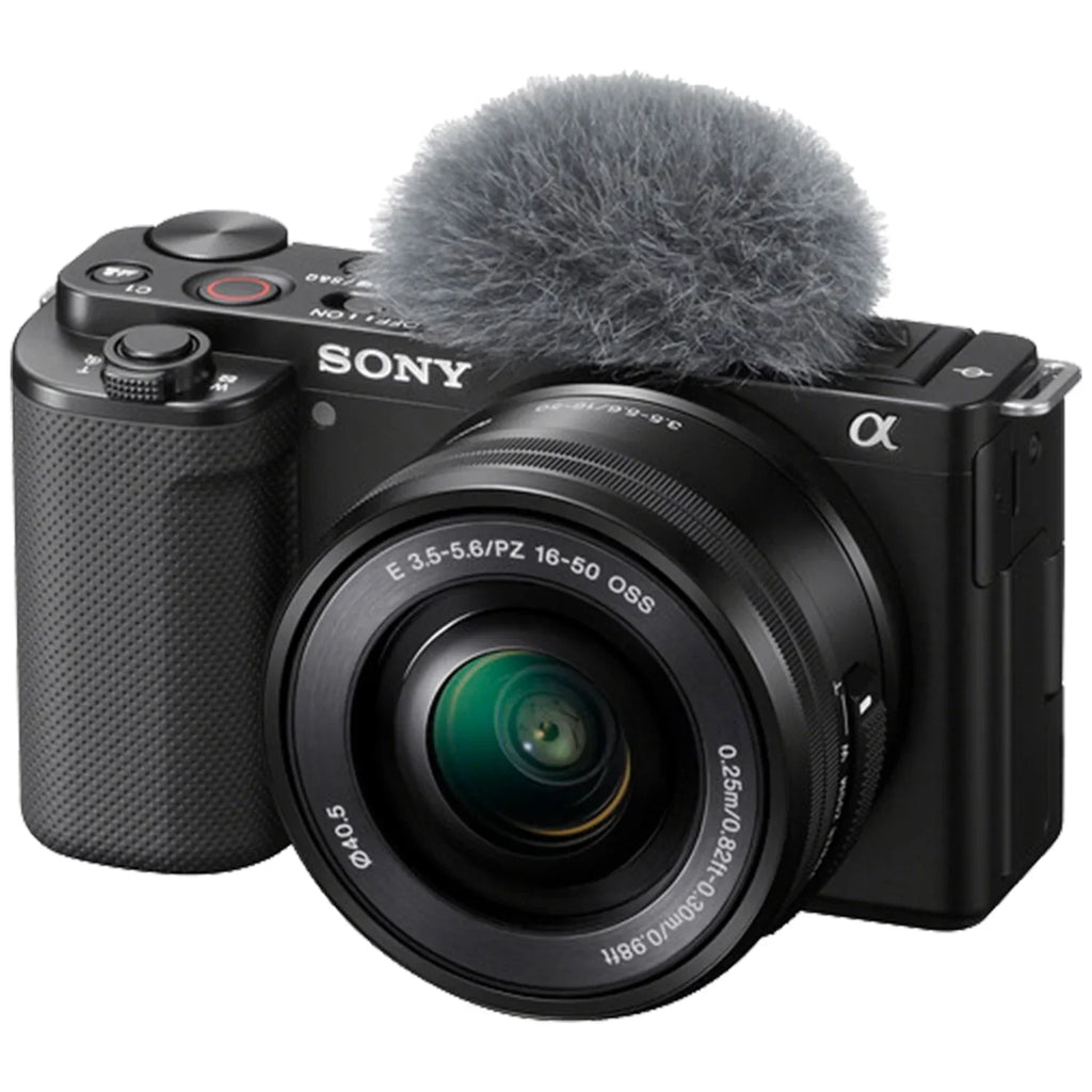 Sony Alpha ZV-E10 Mirrorless Vlog Camera With 16-50mm Lens + 128GB Memory Card + Tripod + Case + ZeeTech Accessory Bundle (Black)