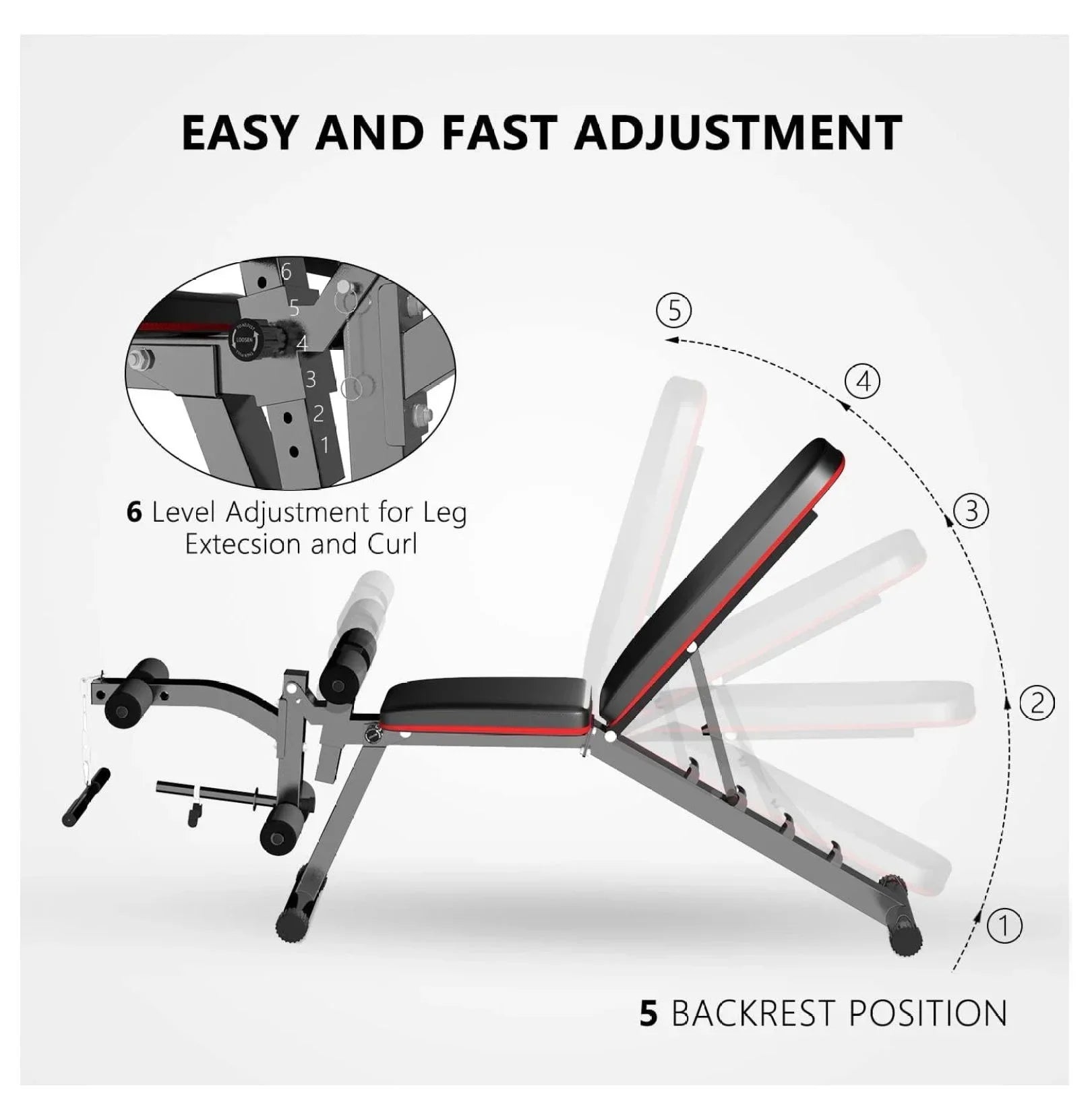 Adjustable Weight Bench Workout Bench with Leg Extension, Incline Decline Exercise Bench Strength Training Equipment Home Gym