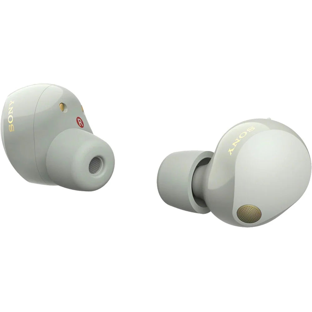Sony WF-1000XM5 Industry Leading Noise Canceling Truly Wireless Earbuds (Silver) Bundle with Silicone Case (Black), Memory Foam Ear Tips, USB-A to USB-C Cable & 1 YR CPS Enhanced Protection Pack
