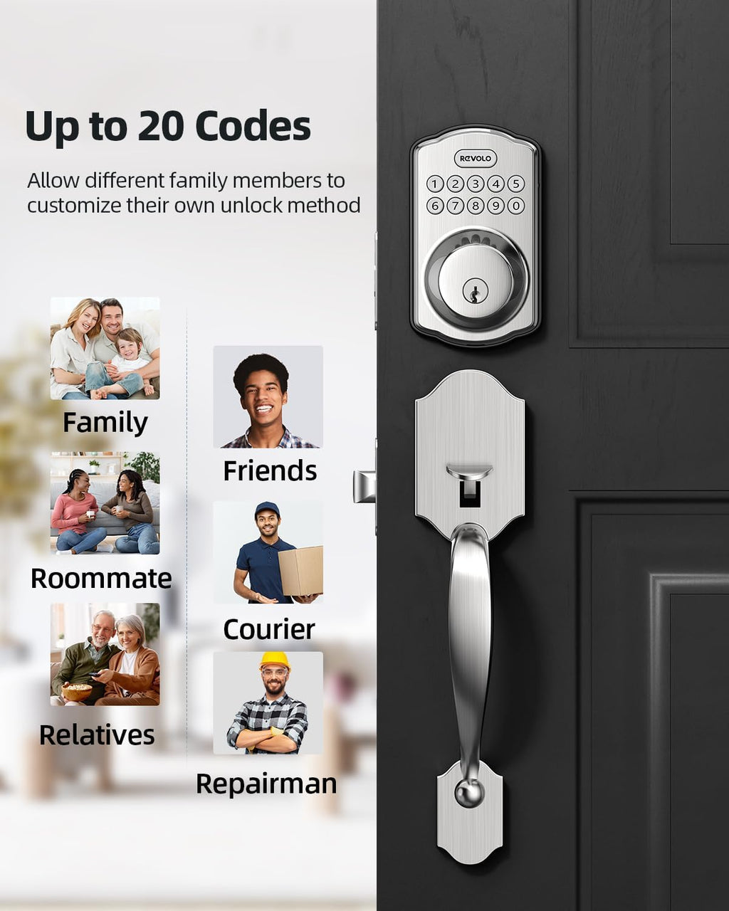 GOURE RE001 Electronic Keypad Deadbolt, Keyless Entry Door Lock, Keyed Entry, Auto Lock, Smart Lock with Handle, Front Door Handle Sets, Anti-Peeking Password, Oil-Rubbed Bronze