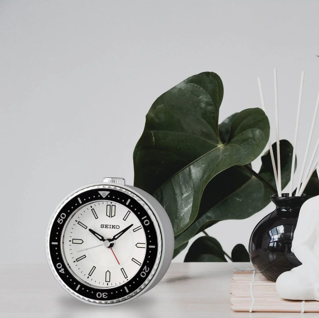 Seiko Mai Beep Alarm Clock, White, Analog, Quartz, QHE184JLH