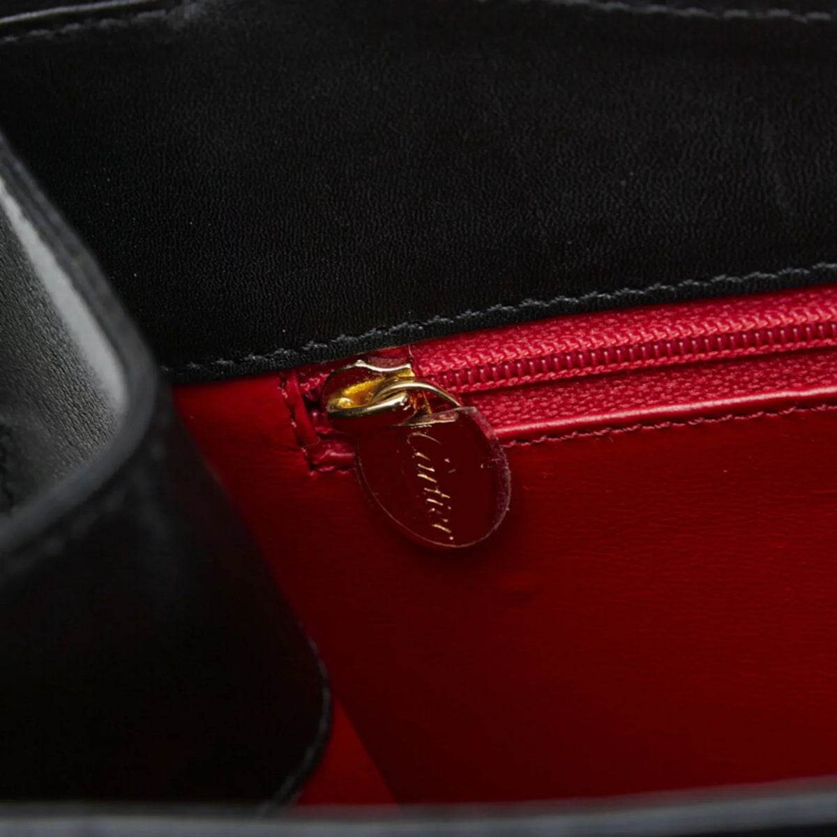 Pre-Owned Cartier Panthère handbag black gold leather ladies CARTIER (Good)