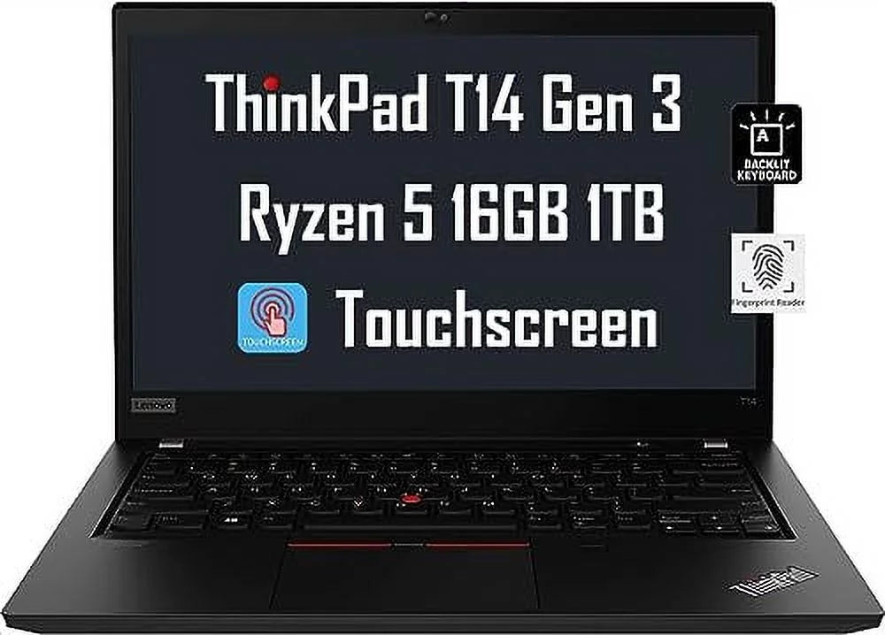 Lenovo ThinkPad T14 Gen 3 14" WUXGA Touchscreen (AMD Ryzen 5 Pro 6650U, 16GB DDR5 RAM, 1TB SSD, 6-Core(Beats i7-1165G7)) Business Laptop, Backlit, Fingerprint, FHD Webcam, 3-Year Warranty, Win 11 Pro