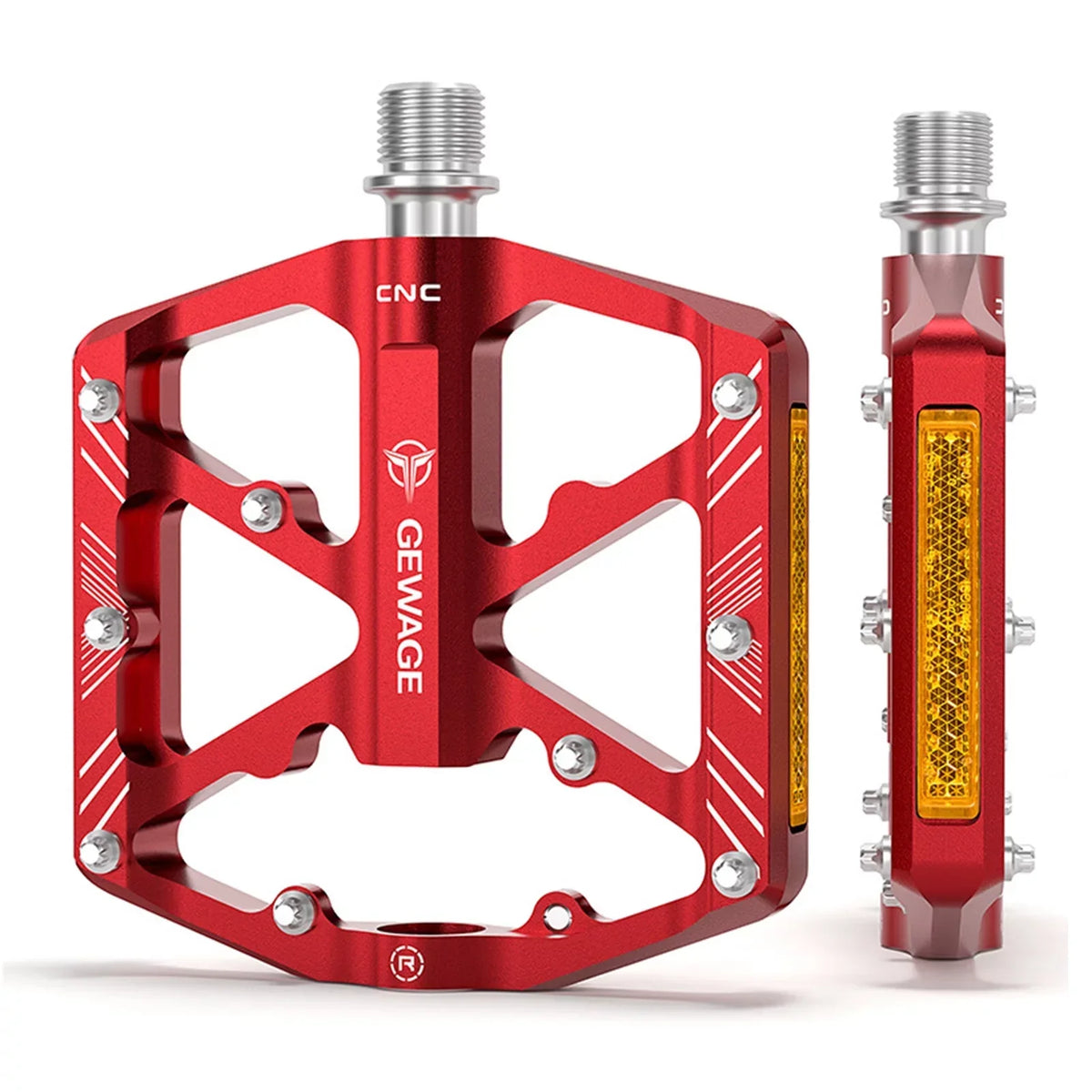GEWAGE Bike Pedals Aluminum Alloy Pedals with Reflectors Mountain Bike Pedals Non-Slip Cycling Pedals Platform