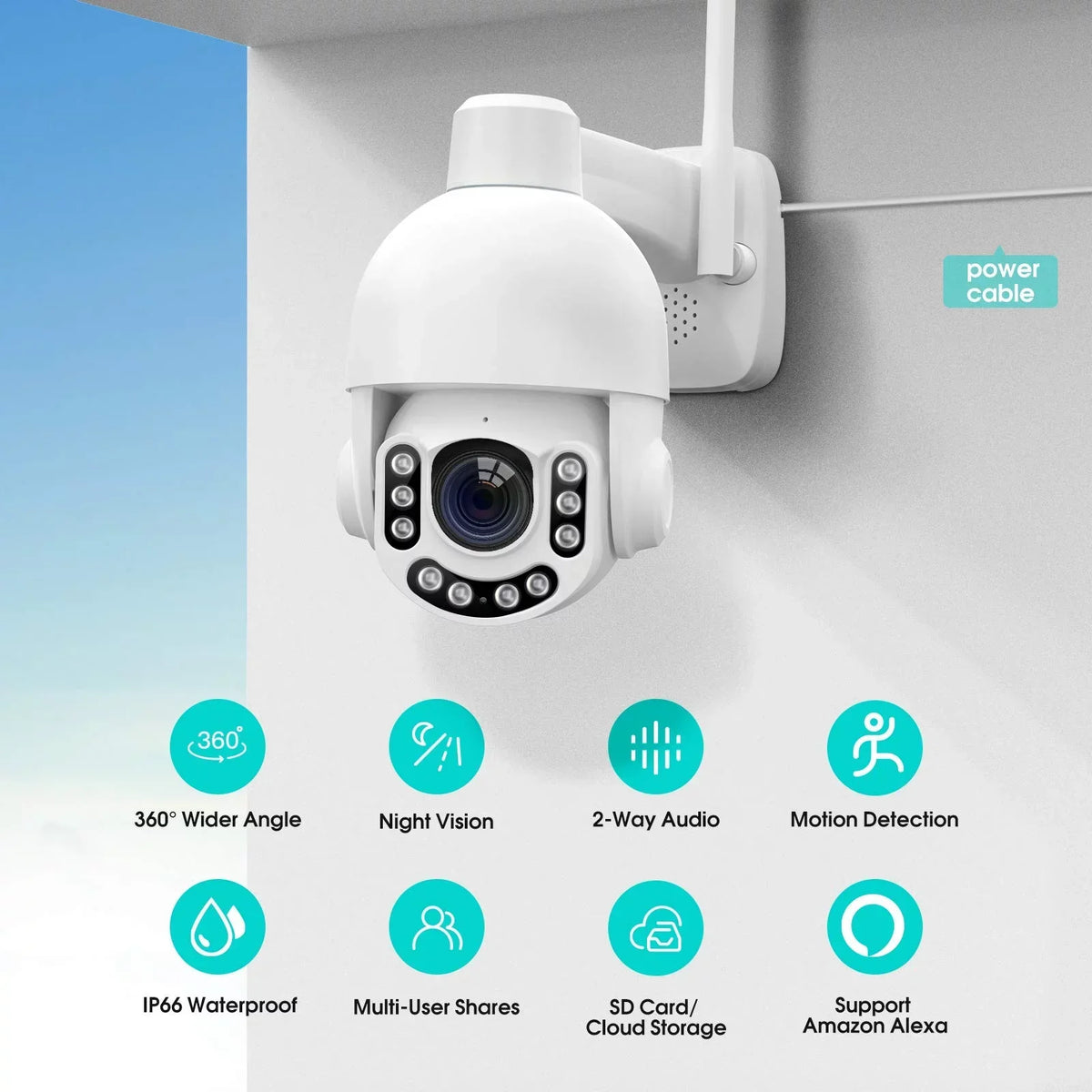 Netvue Outdoor Security Camera, 2K 3MP Home Surveillance Camera, PTZ Security Camera with Wifi Connection