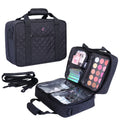 KIOTA Travel Makeup Bag- Large Cosmetic Bag for Women | Professional Cosmetic Train Case Organizer with Semi-Transparent Compartments for Make Up Tools, Toiletry, Jewelry, Handy Accessories