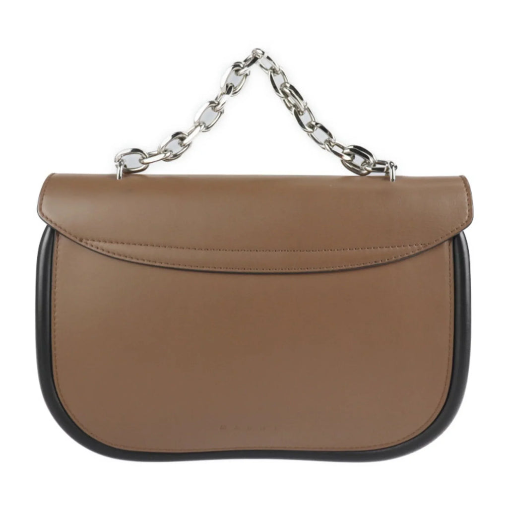 Pre-Owned MARNI Maruni shoulder bag SBMPZ12Q01 leather brown black 2WAY 3WAY handbag messenger shopping tote chain (Good)