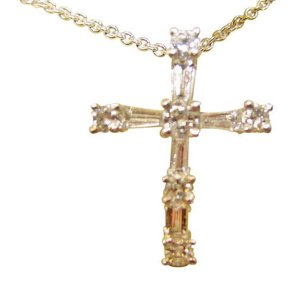 DIAMOND ROUND BRILLIANT BAGUETTE CROSS PENDANT