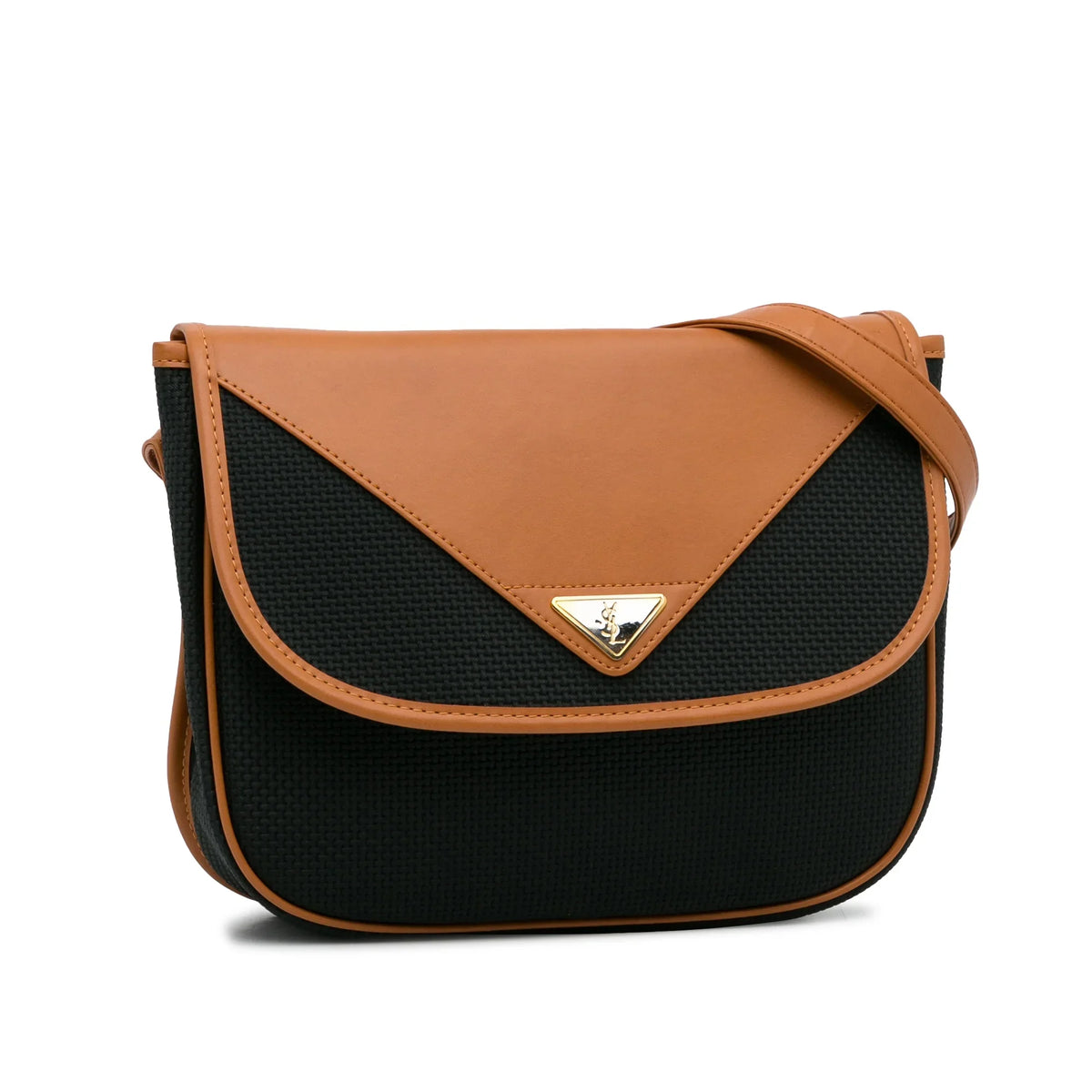 Pre-Owned Authenticated YSL Crossbody Bag Coated Canvas Fabric Black Unisex (Like New)