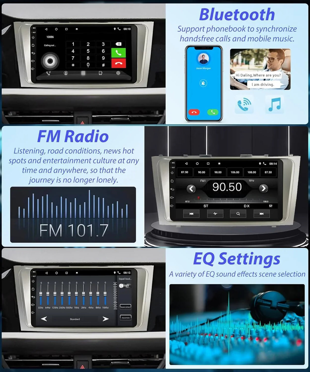 THONZER 2G+32G  Carplay Android Car Stereo for Toyota Camry 2006-2011, 9 Inch Touch Screen Android Auto Car Radio Bluetooth GPS Navigation WiFi SWC FM USB Camry Radio + Backup Camera
