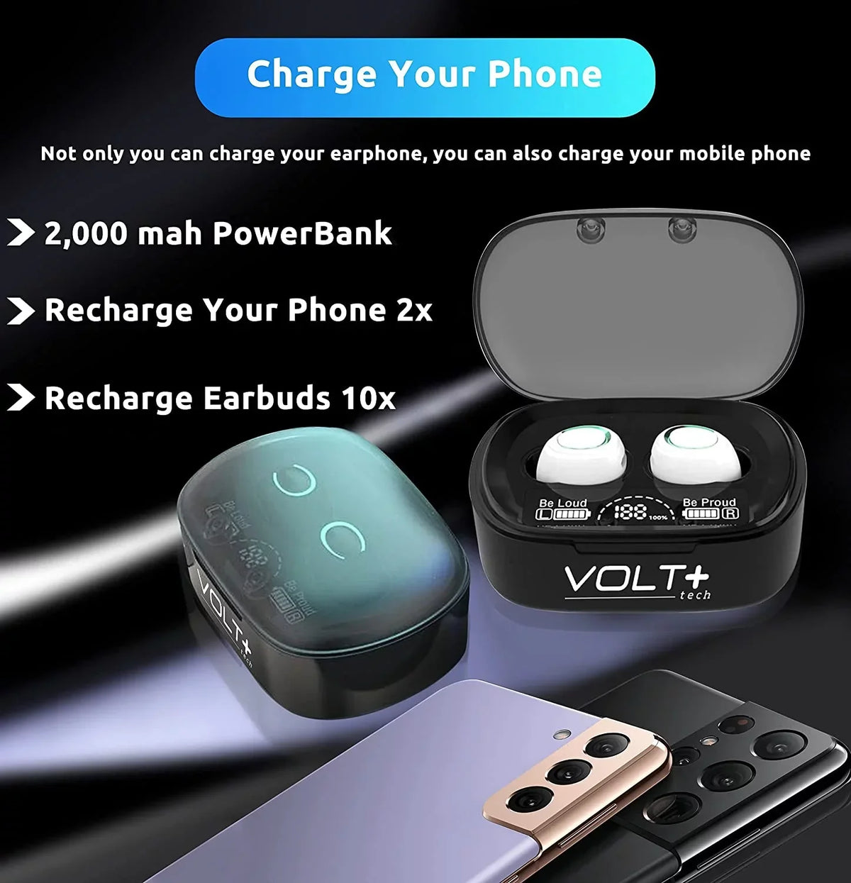 Wireless V5.1 PRO Earbuds Compatible with Samsung Galaxy S21+ 5G/Plus/Ultra IPX3 BlueTooth Touch Waterproof / Sweatproof / Noise Reduction with Mic (White)