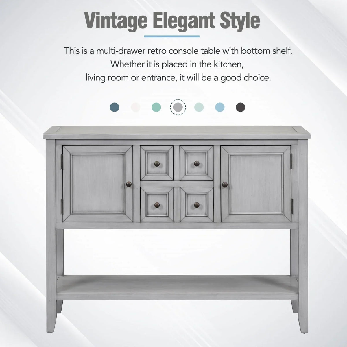 TREXM Cambridge Series Ample Storage Vintage Console Table with Four Small Drawers and Bottom Shelf for Living Rooms  Entrances and Kitchens (Espresso  OLD SKU  WF190263AAP)