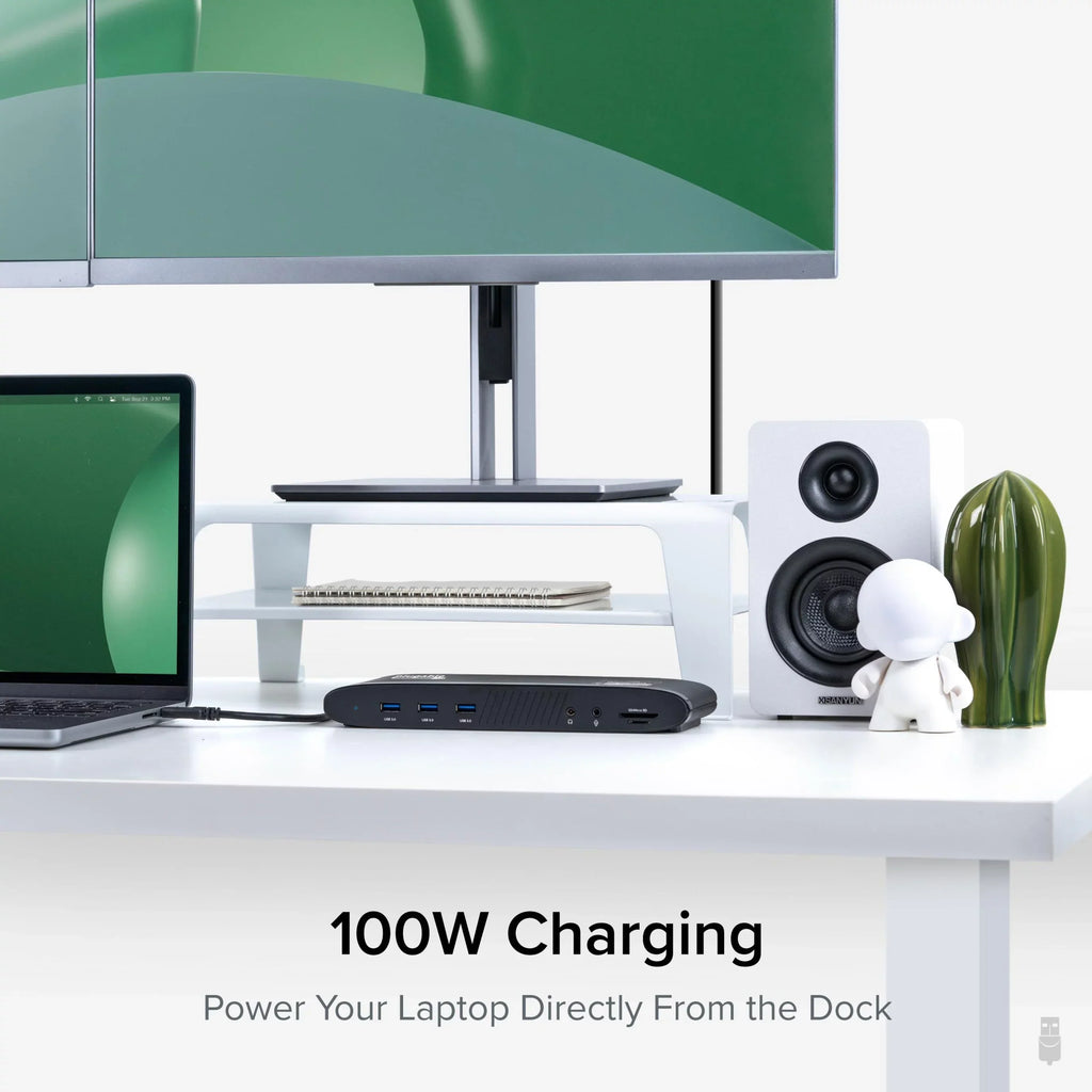 Plugable 13-in-1 USB C Docking Station Dual Monitor, 100W Charging, Dual 4K Displays 2x HDMI or 2x DisplayPort, Compatible with Mac, Windows, Thunderbolt 3 / 4, USB-C (5x USB, Ethernet, SD Card Reader