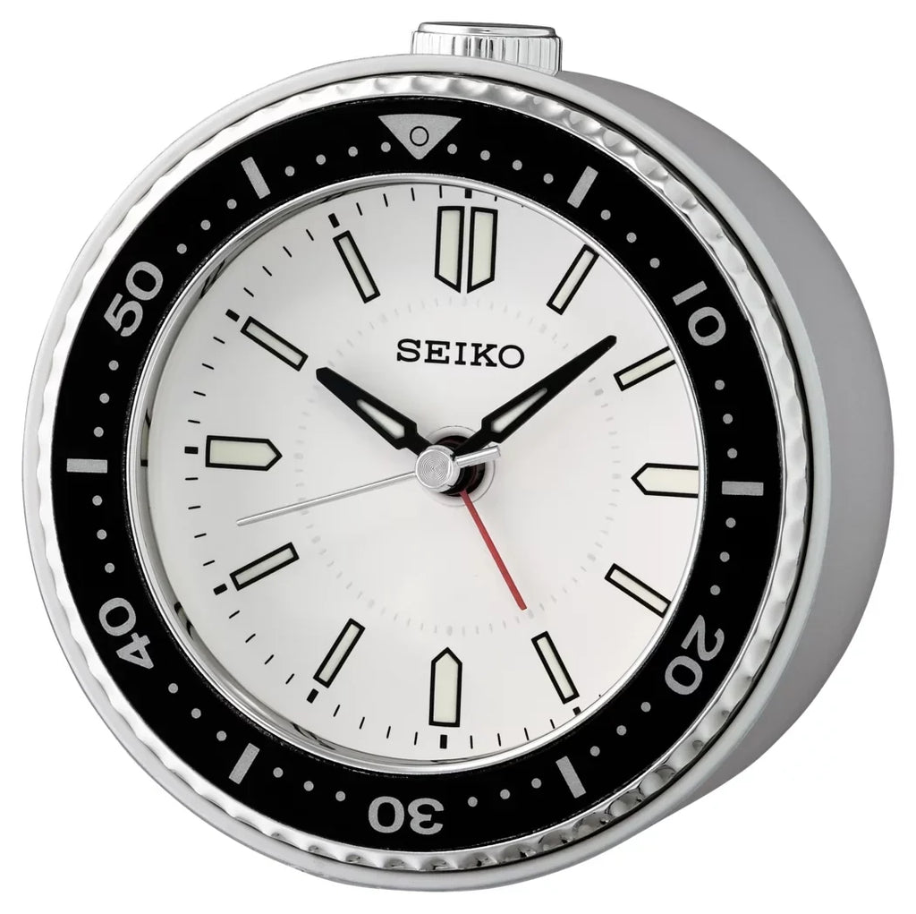 Seiko Mai Beep Alarm Clock, White, Analog, Quartz, QHE184JLH