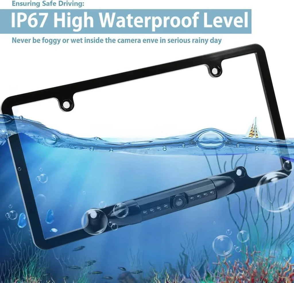 CAM115 Backup Camera Frame License Plate Compatible with Clarion, Dual, BOSS, Jensen, Stinger, Pioneer, SoundStream, Sony, Kenwood, JVC, Rockford Fosgate,