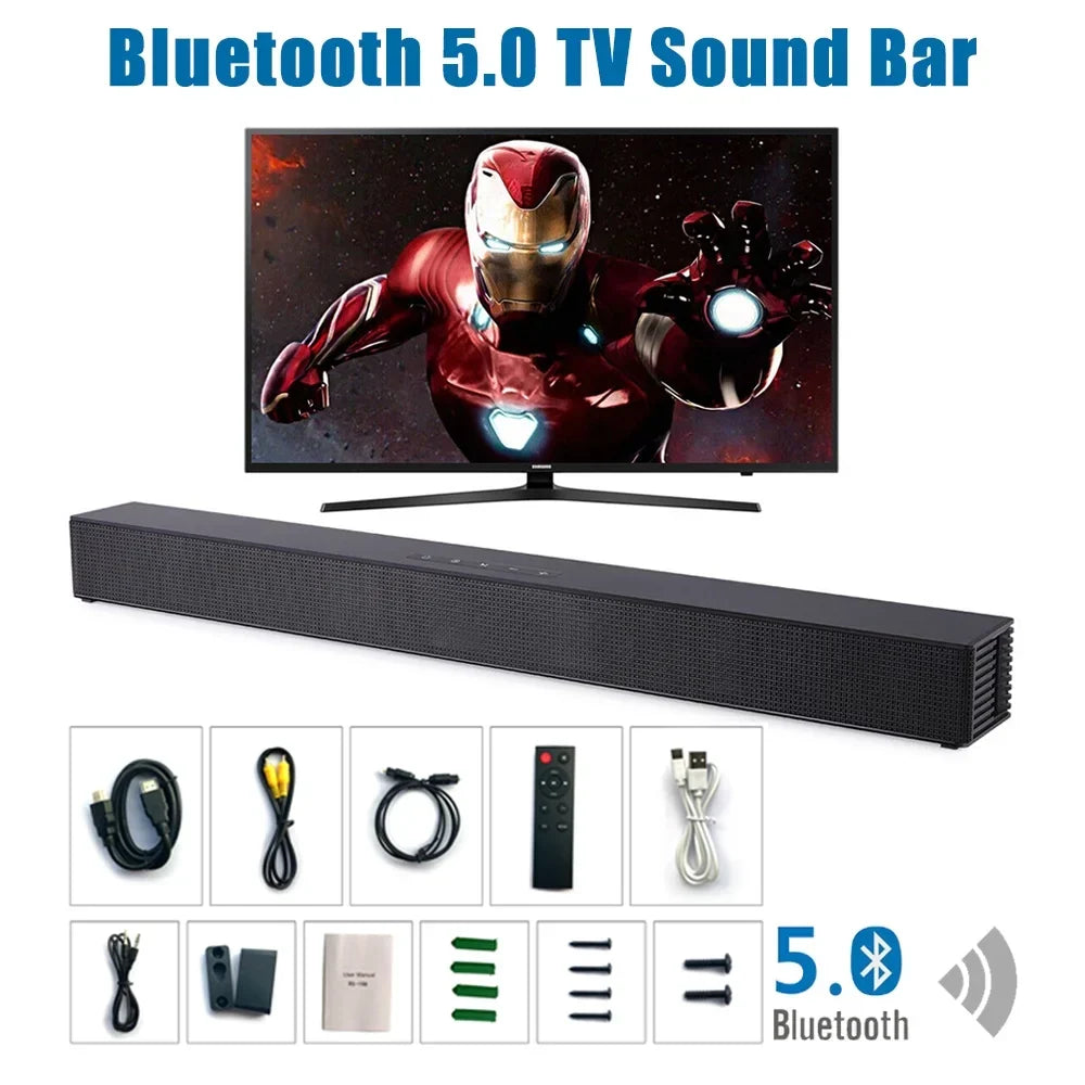 CJC Sound Bars for TV PC Gaming Monitor Sound Bar with Bluetooth 5.0/HDMI ARC/AUX/USB Bass Adjustable Wall Mountable