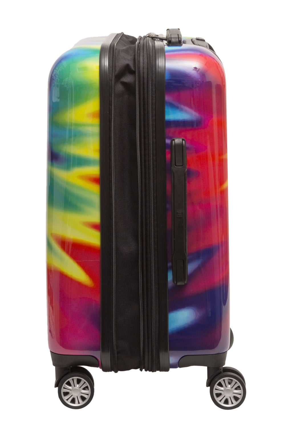 Tie Dye 22 Inch Rolling Luggage, Rainbow Swirl Hardshell Carry On Suitcase with Wheels, Tie-Dye