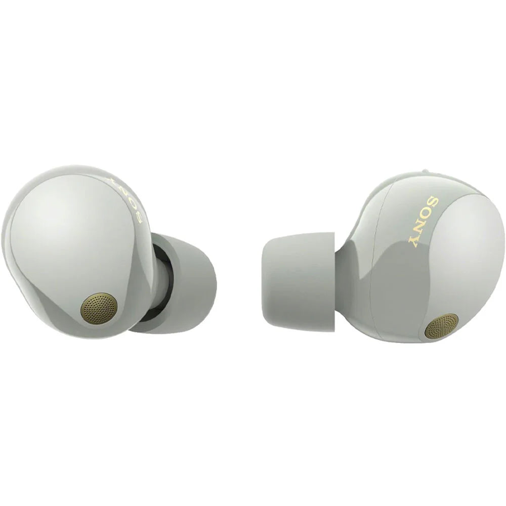 Sony WF-1000XM5 Industry Leading Noise Canceling Truly Wireless Earbuds (Silver) Bundle with Silicone Case (Black), Memory Foam Ear Tips, USB-A to USB-C Cable & 1 YR CPS Enhanced Protection Pack