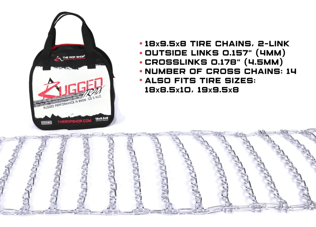 The ROP Shop | 2 Link Tire Chains & Tensioners for Kawasaki Brute Force ATV With 19x9.5x8 Tires
