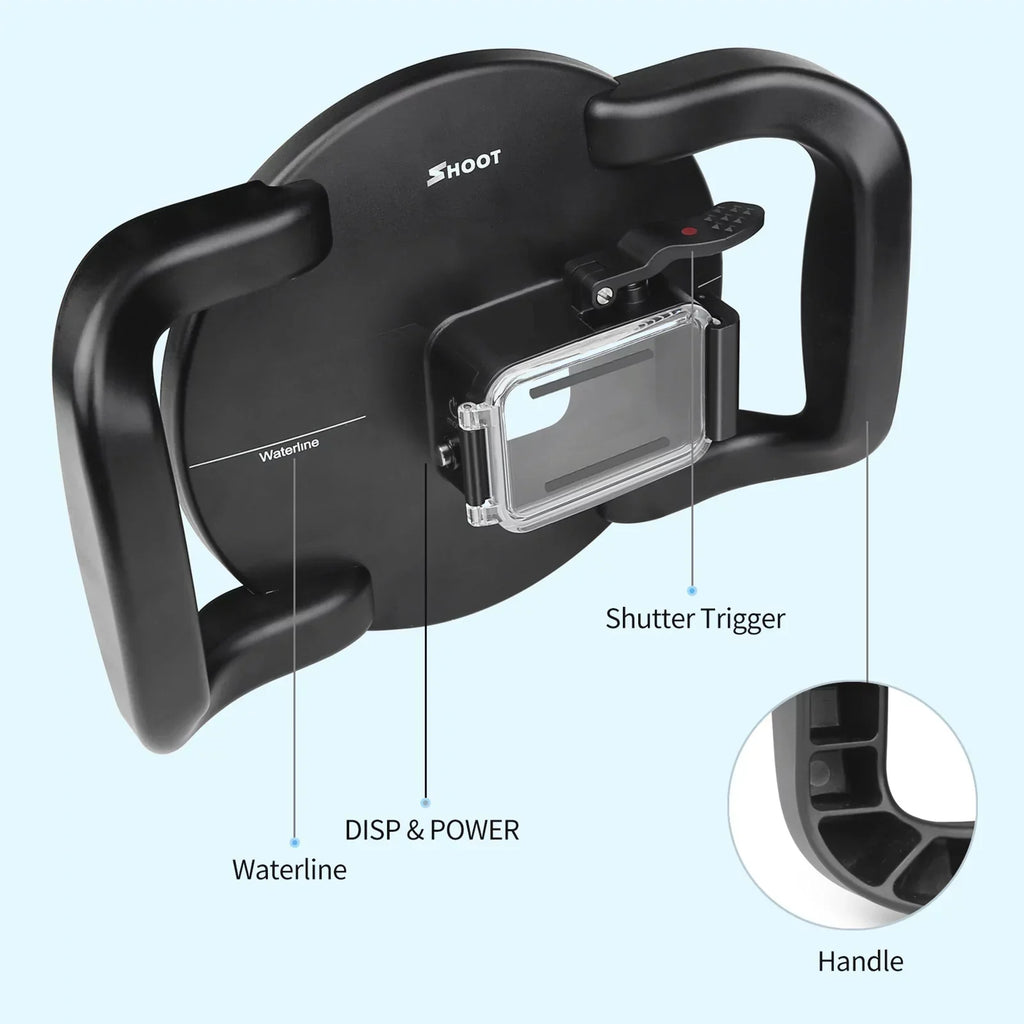 Waterproof Dome Port Case for  9 Black and  10SHOOT XTGP559, Dual Handle, 45m Waterproof, 180° Wide Angle