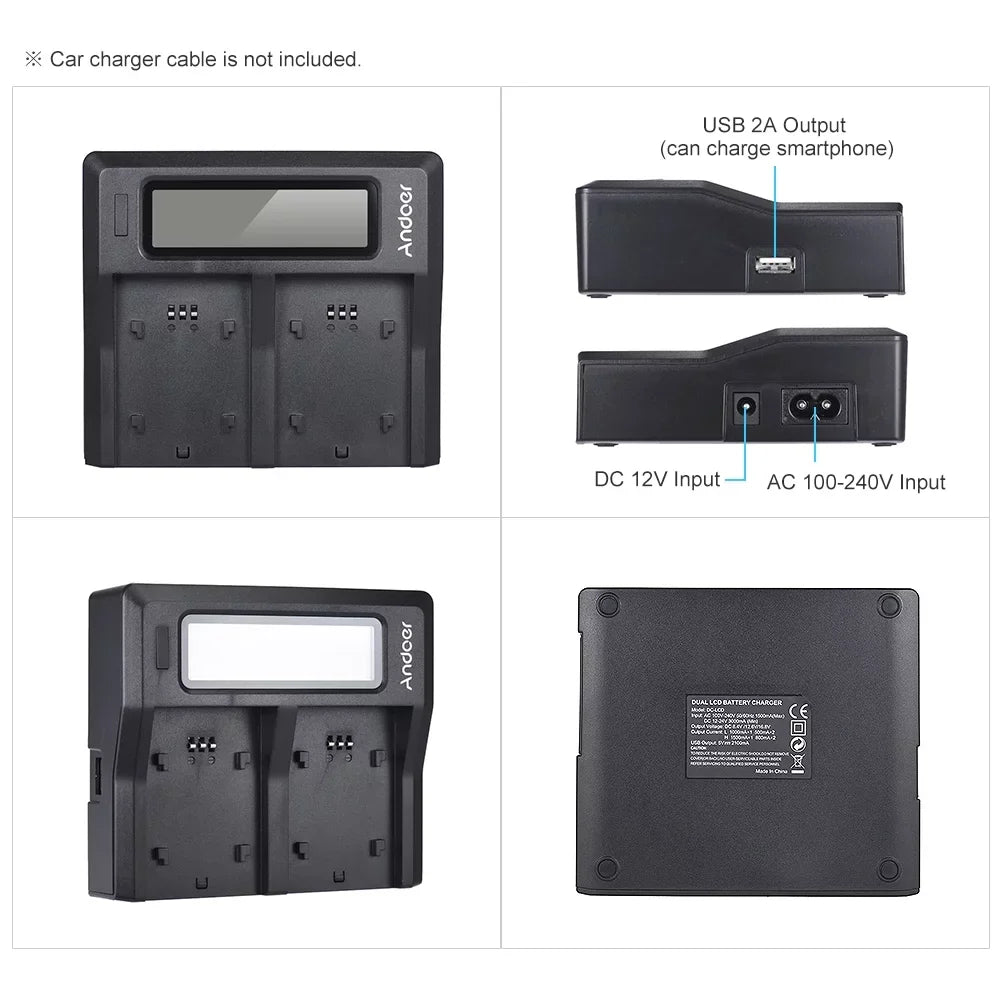 7299 NP-FZ100 Dual Channel LCD Battery Replacement for Sony A7III A9 A7RIII A7SIII