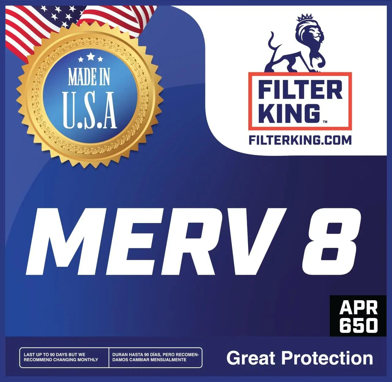 Filter King 12x23x1 Air Filter | 4-PACK | MERV 8 HVAC Pleated A/C Furnace Filters | MADE IN USA | Actual Size: 12 x 23 x .75"