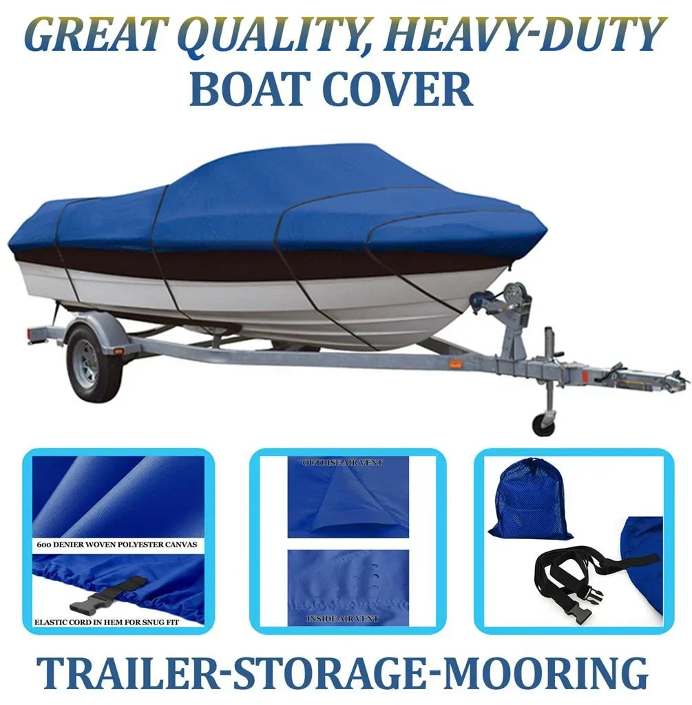 BLUE, GREAT QUALITY BOAT COVER Compatible for Four Winns Boats Sundowner 195 1987 1992 1993 1994