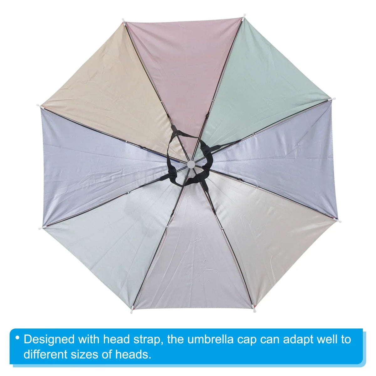 Uxcell OD 27.2" Umbrella Hat, 3Pcs Oxford Fabric Folding Single Layer Sun Rain Cap with Head Strip, Multicolor