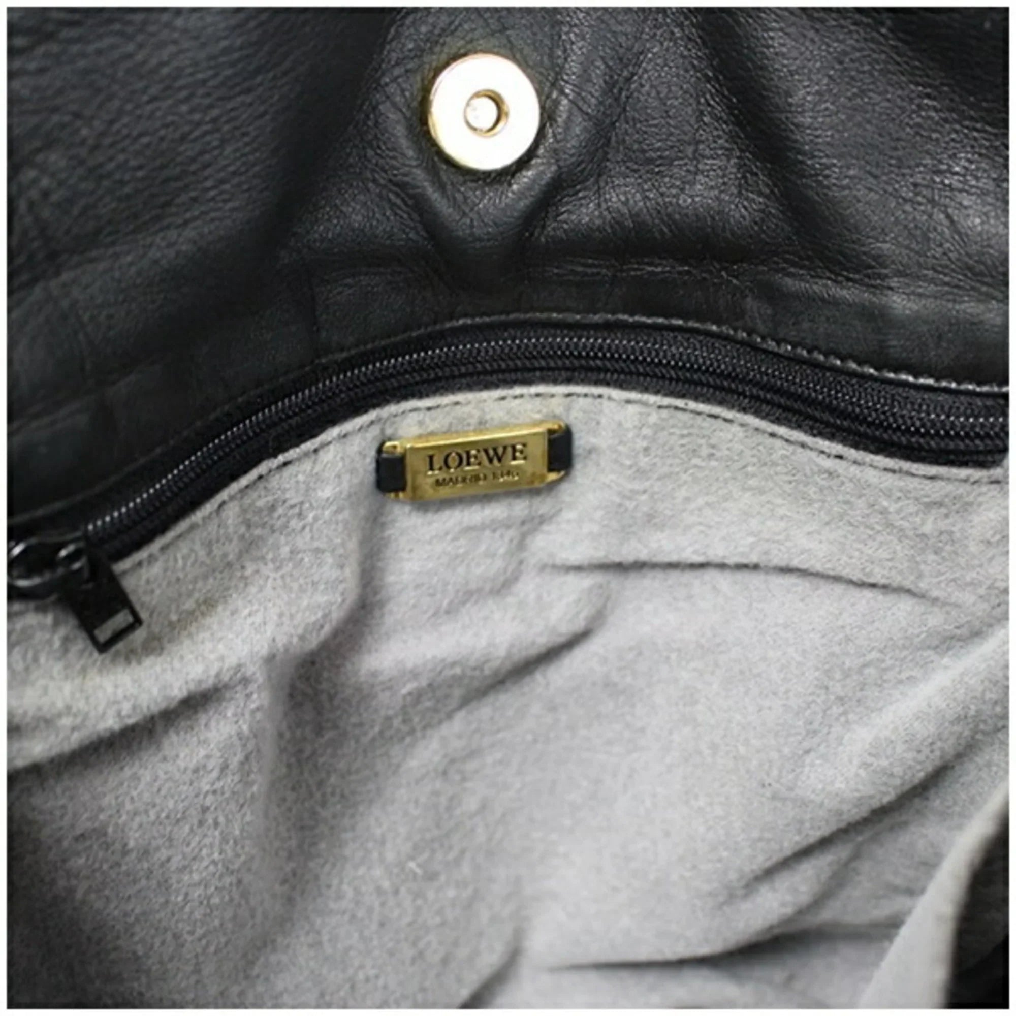 Pre-Owned LOEWE Anagram Shoulder Bag Leather Black Women's Soft (Fair)