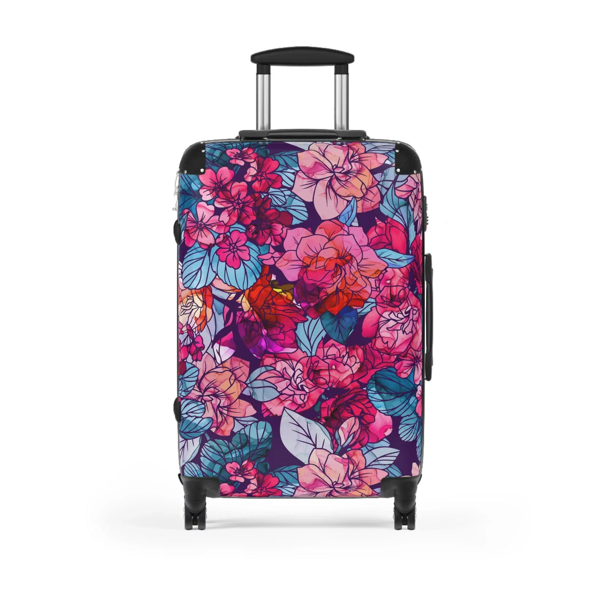 Bloomwave | Floral | Pink, Red, Navy, White | Hardshell Suitcase