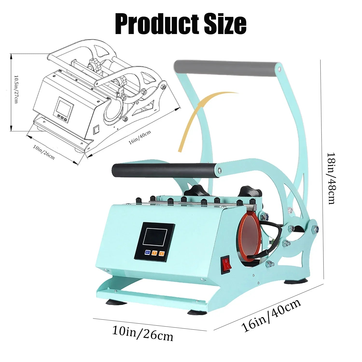 Sublimation Mug Press Machine, Tumbler Heat Press for Straight Tumblers 20OZ Mugs, Cup Baking Machine, DIY Heating Transfer Print with Temperature Time Setting,Green