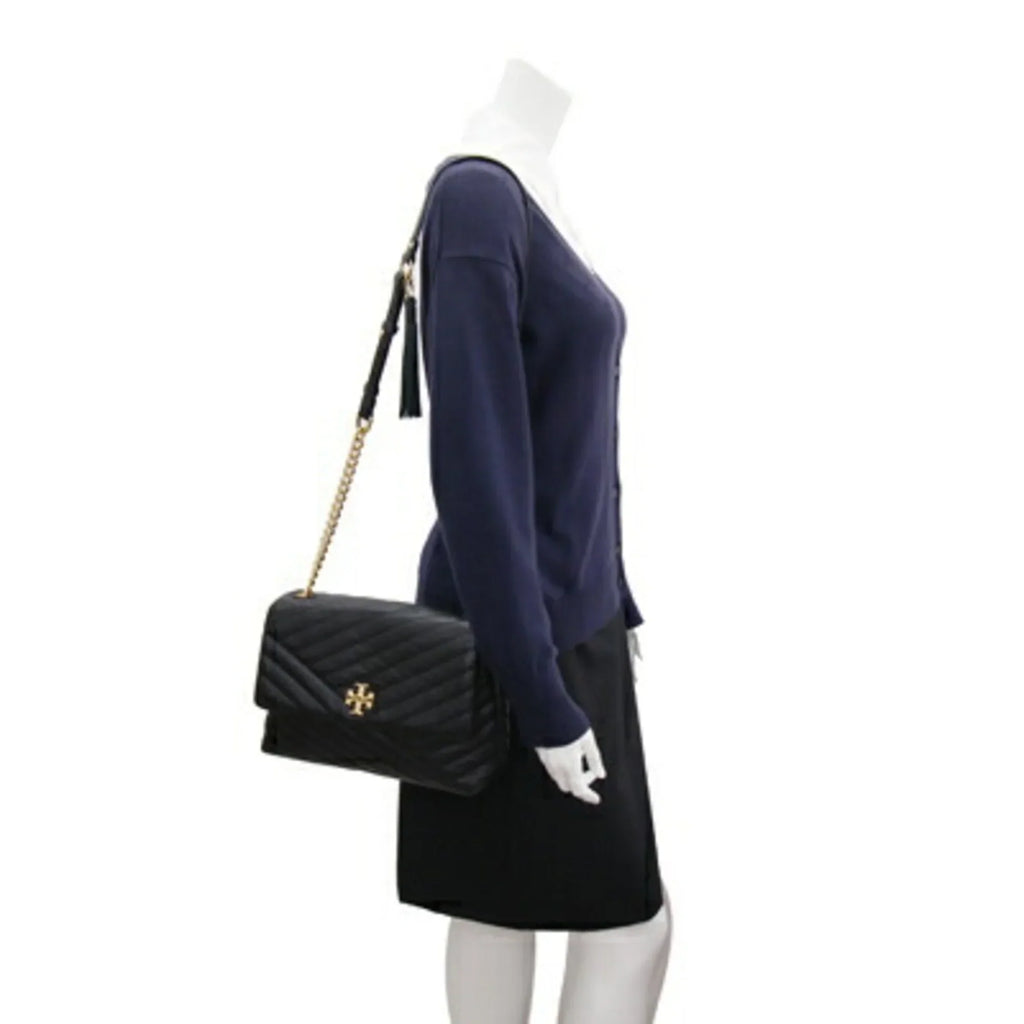 Pre-Owned Tory Burch Shoulder Bag Kira Chevron 58465 Black Leather Chain Quilted Women's TORY BURCH (Good)