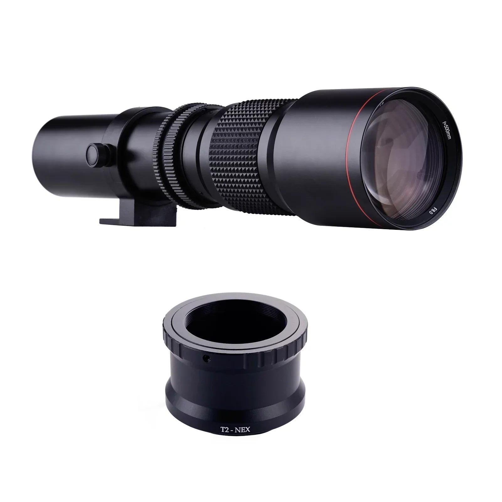 Aibecy 500mm F/8.0-32 Multi Coated Super Telephoto Lens Manual Zoom + T-Mount to NEX E-Mount Adapter Ring Kit Replacement for Sony A9 A7 A7R A7S A5000 A6000 A6500 NEX-7 NEX-5 NEX-6 Cameras