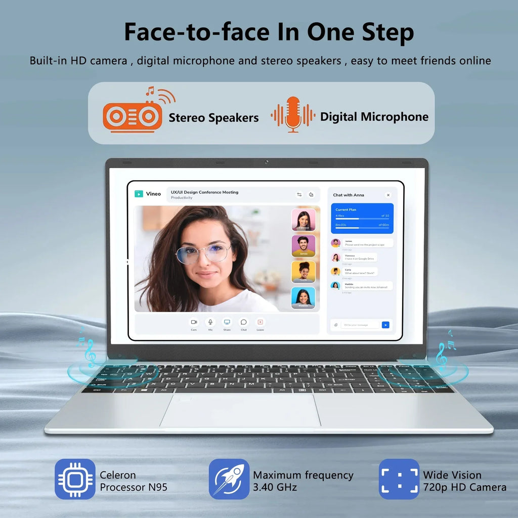 KUU Yepbook-2 Laptop Ultra Slim 15.6" Laptop Windows 11, Intel N95 16GB RAM 1TB SSD Laptop With Bluetooth,HDMI