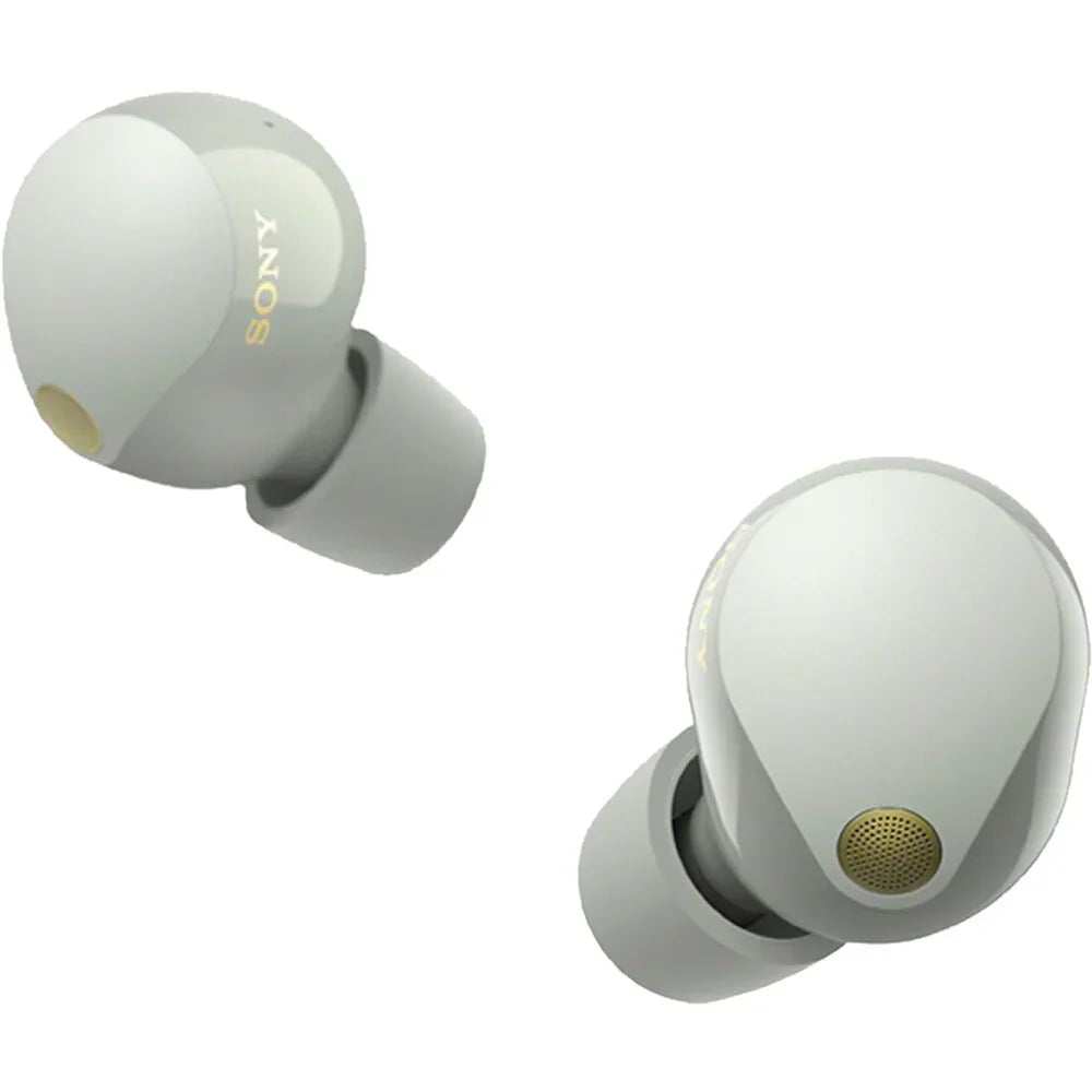 Sony WF-1000XM5 Industry Leading Noise Canceling Truly Wireless Earbuds (Silver) Bundle with Silicone Case (Black), Memory Foam Ear Tips, USB-A to USB-C Cable & 1 YR CPS Enhanced Protection Pack