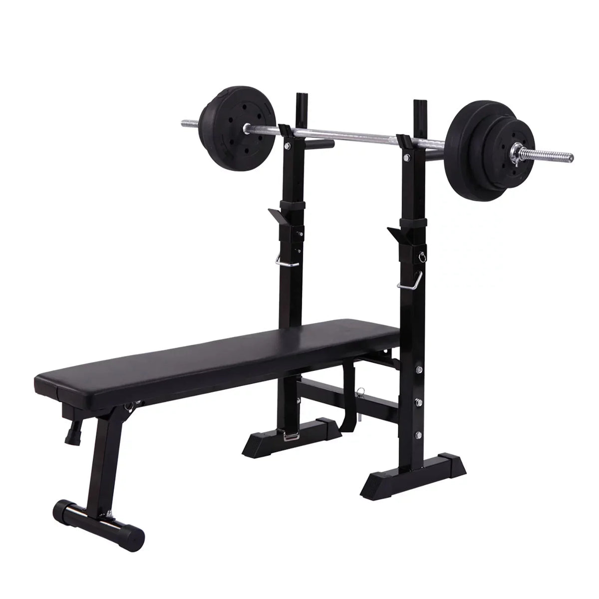 Andoer Adjustable Folding Multifunctional Workout Station, Red and Black, Squat Rack Included
