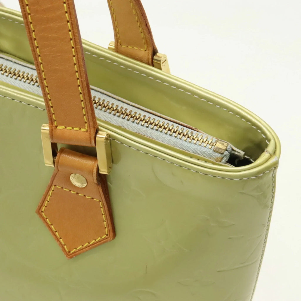 Pre-Owned LOUIS VUITTON Vernis Houston Tote Bag Handbag Baby Blue Green M91005 (Good)