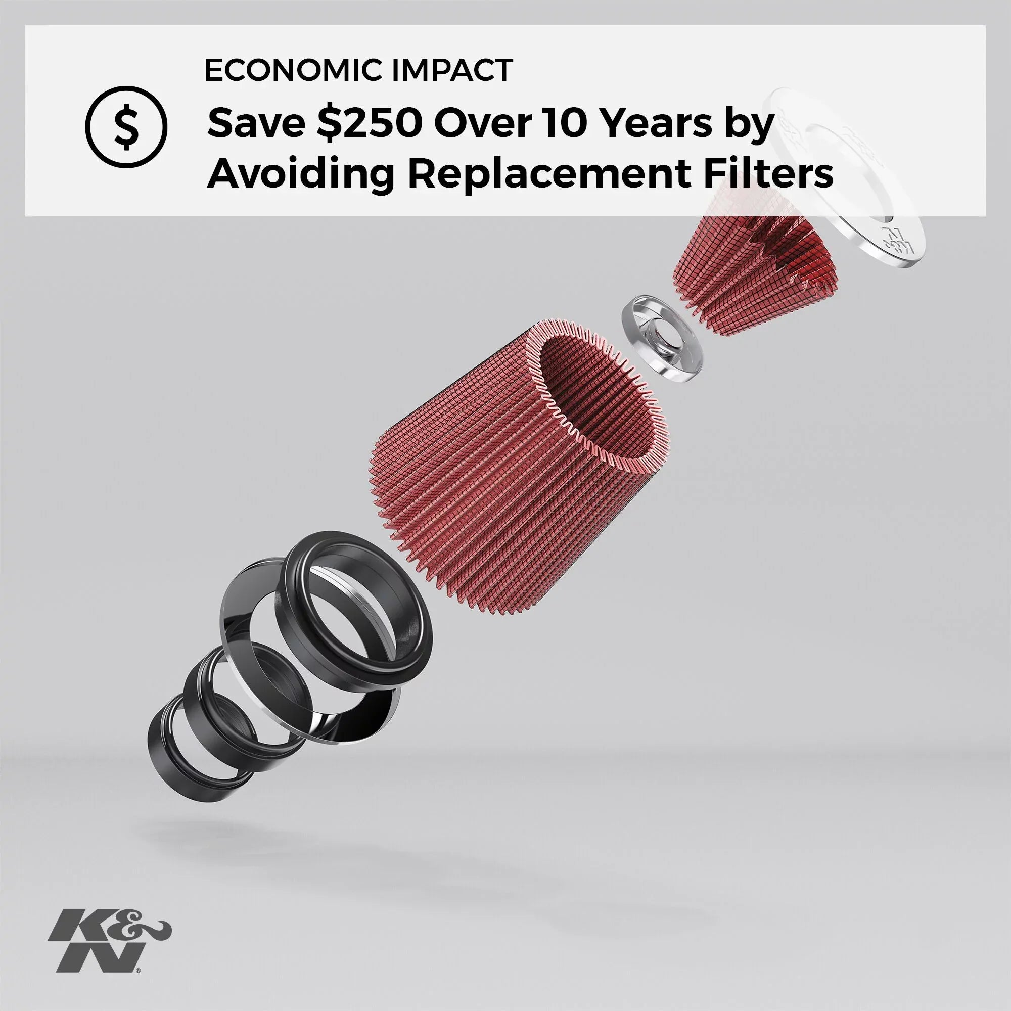 K&N Universal Clamp-On Air Filter: High Performance, Premium, Washable, Replacement Filter: Flange Diameter: 4 In, Filter Height: 7 In, Flange Length: 1.75 In, Shape: Round Tapered, RU-4680