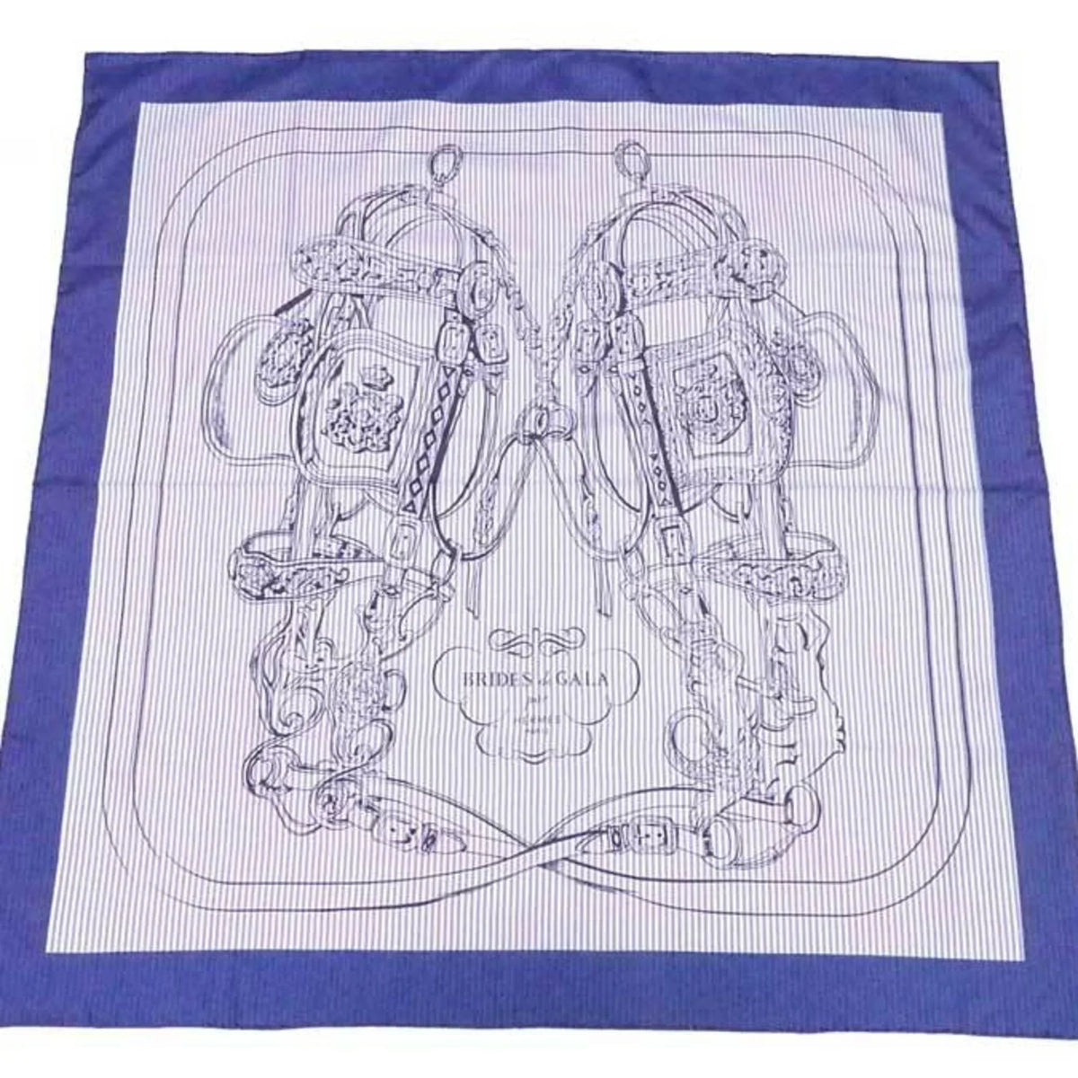 Pre-Owned Hermes HERMES scarf Carre 90 BRIDES de GALA silk navy x white ladies (Good)