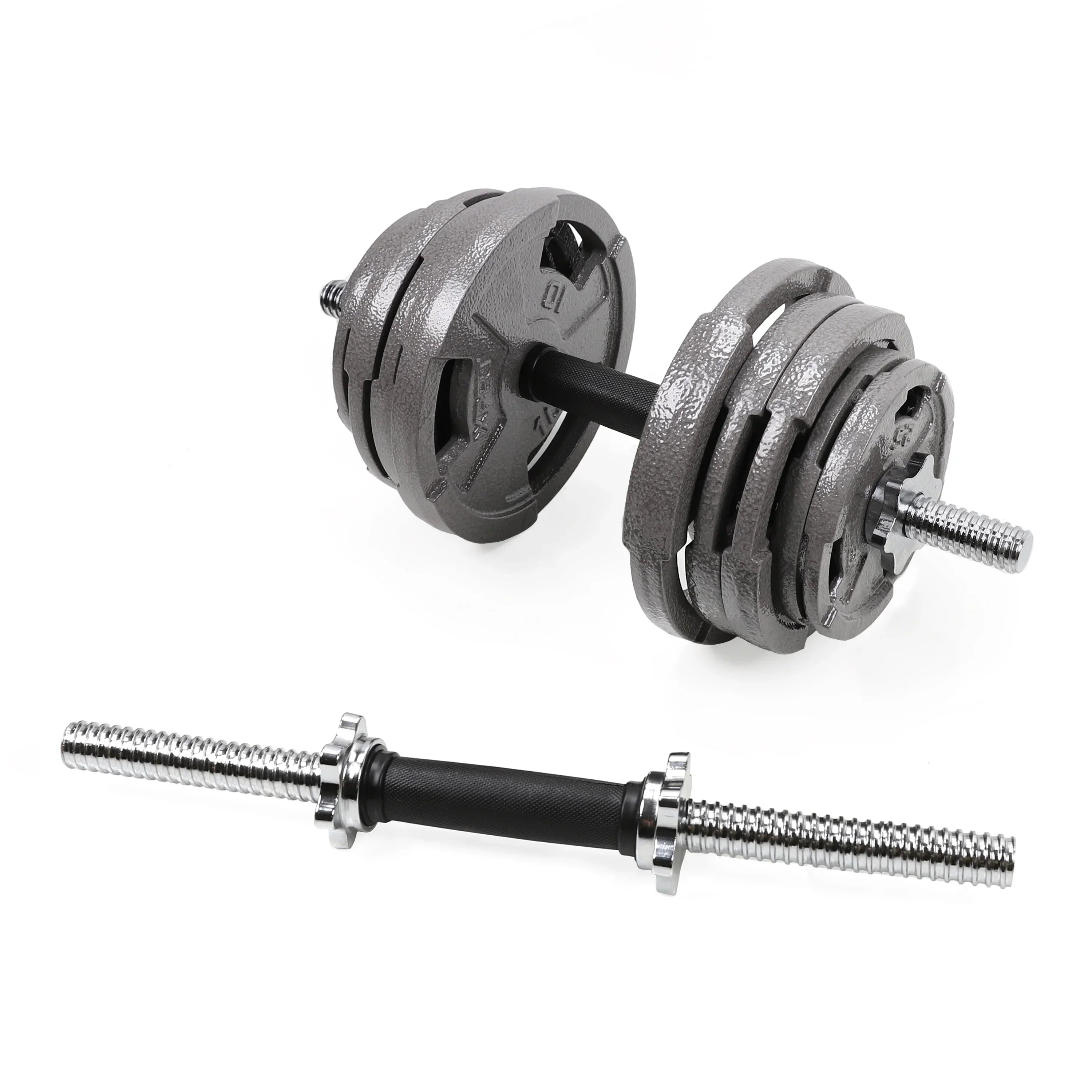 XPRT Fitness 19.5 ” Dumbbell Handles Set - Solid Steel, 1 inch Standard Grip, Spinlock Collars – Standard Weight Plates Handles for Home Gym Workouts, Bodybuilding, Strength Training – Rubber Handles