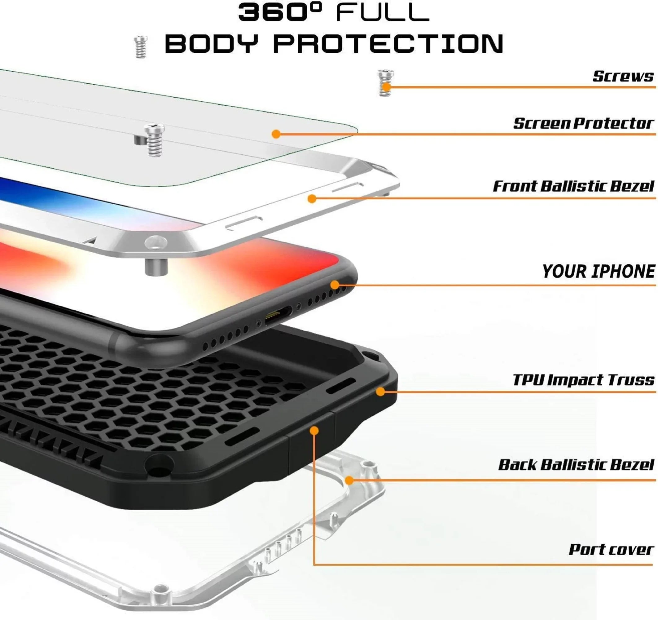 Gorilla Glass Aluminum Metal iPhone 6s Plus Case (Red) Heavy Duty Military Grade Shockproof and Scratch Resistant Protection, Rugged Outdoor Travel