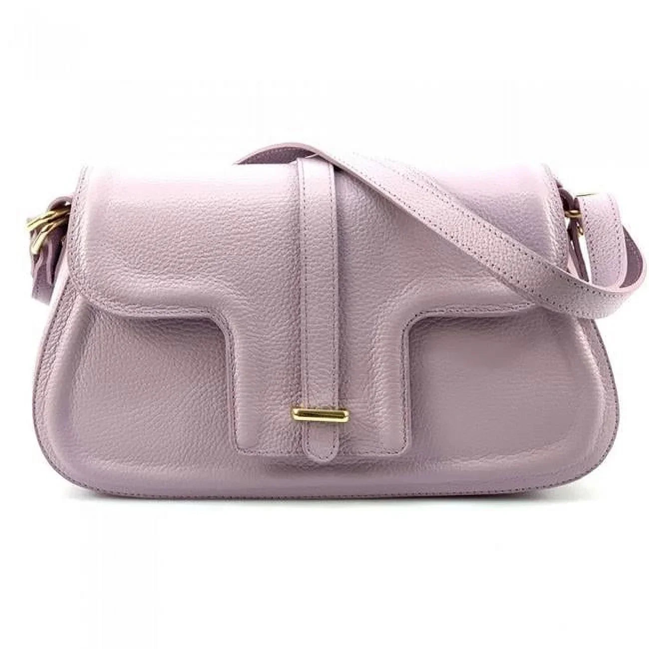 Italian Artisan  Valentino Womens Handcrafted Luxury Shoulder Handbag in Genuine Hammered Effect Leather, Lavender - Small