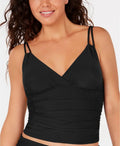 Calvin Klein BLACK Ruched Tankini Swim Top, US X-Small