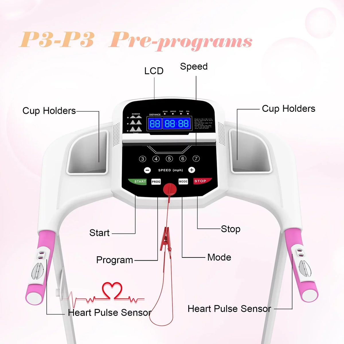Folding Treadmill for Small Apartment, Electric Motorized Running Machine for Gym Home, Fitness Workout Jogging Walking Easily Install, Space Save