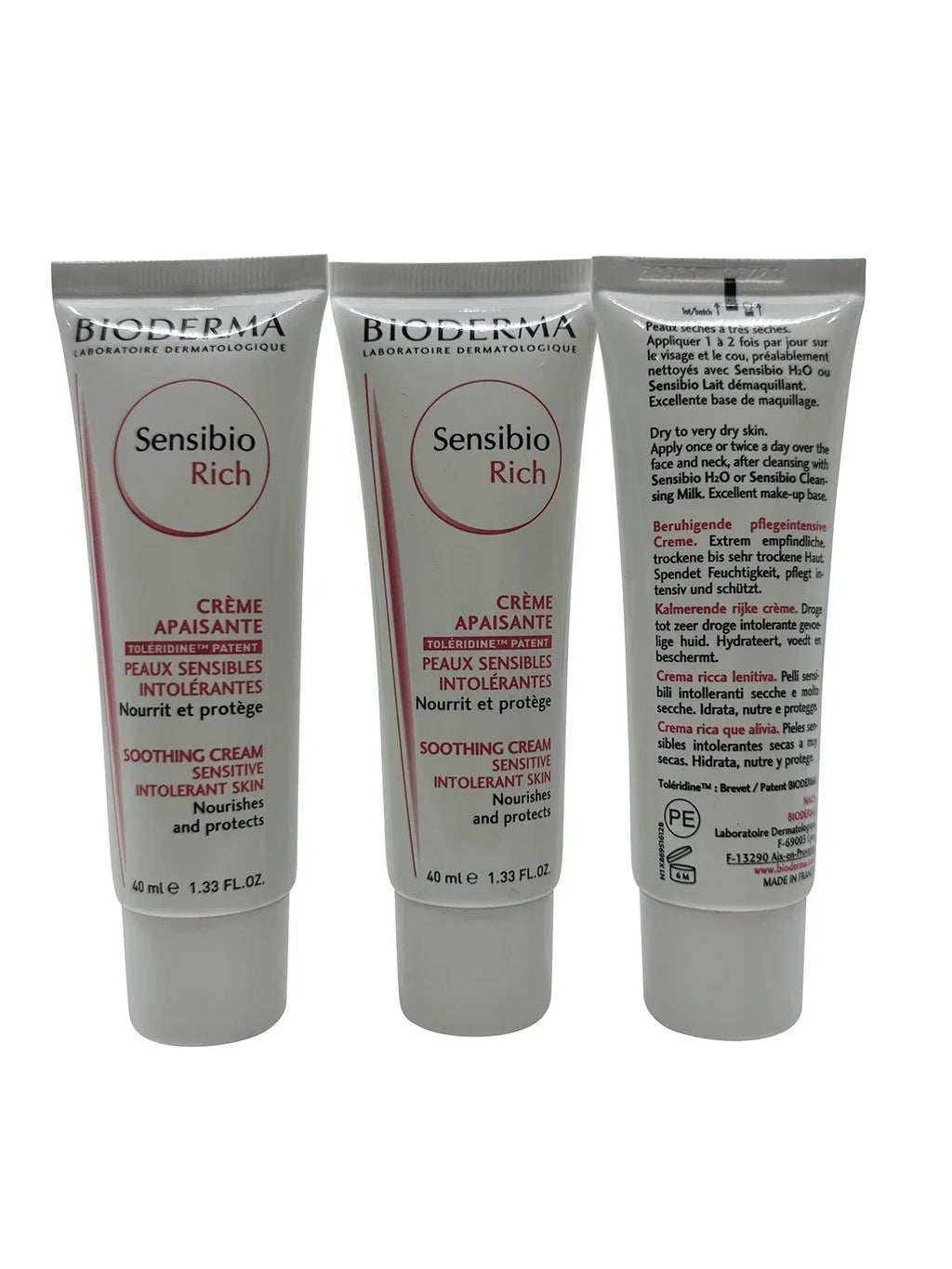 Bioderma Sensibio Rich Soothing Cream Sensitive Skin 1.33 oz Set of 3
