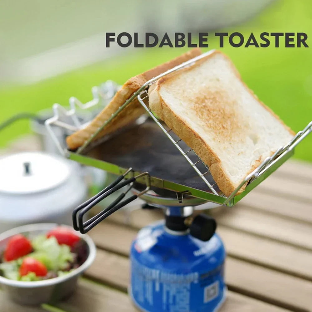 Stainless Steel Folding Camp Stove Toaster Rack - Ideal Bread Toaster for Camping, Backpacking, and Picnics