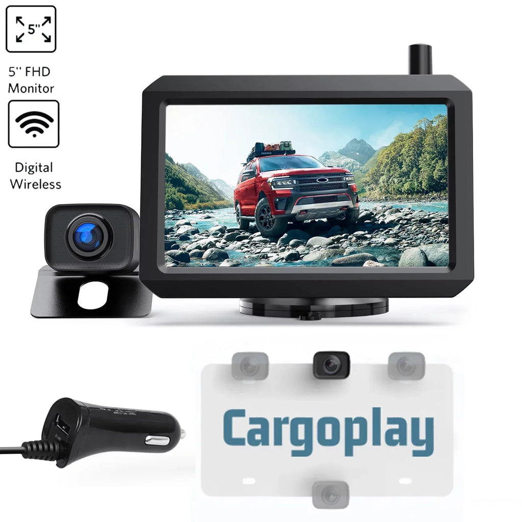 Digital Wireless Rear View Camera with 5″ HD Monitor, Wireless Backup Camera System Waterproof Reverse Camera for Trucks Under 33FT