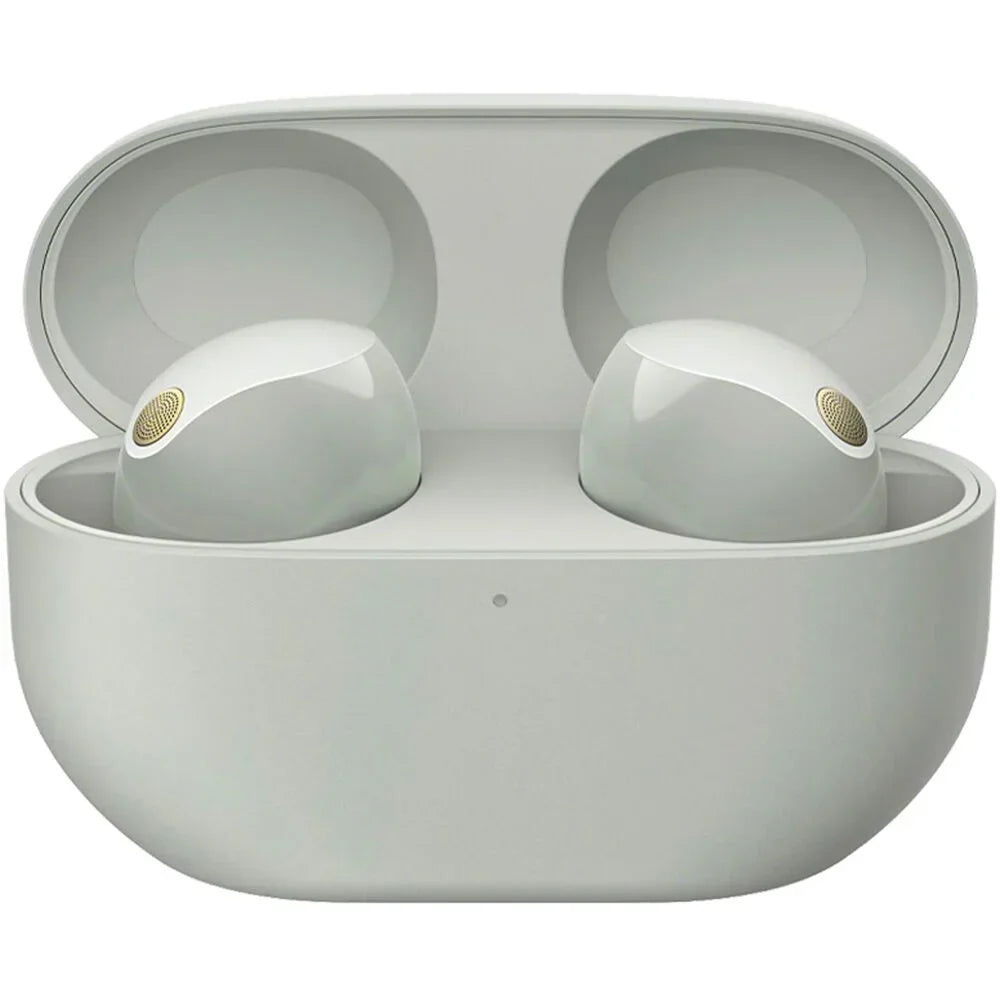 Sony WF-1000XM5 Industry Leading Noise Canceling Truly Wireless Earbuds (Silver) Bundle with Silicone Case (Black), Memory Foam Ear Tips, USB-A to USB-C Cable & 1 YR CPS Enhanced Protection Pack